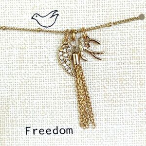 Gold Angel Wing Charm Necklace